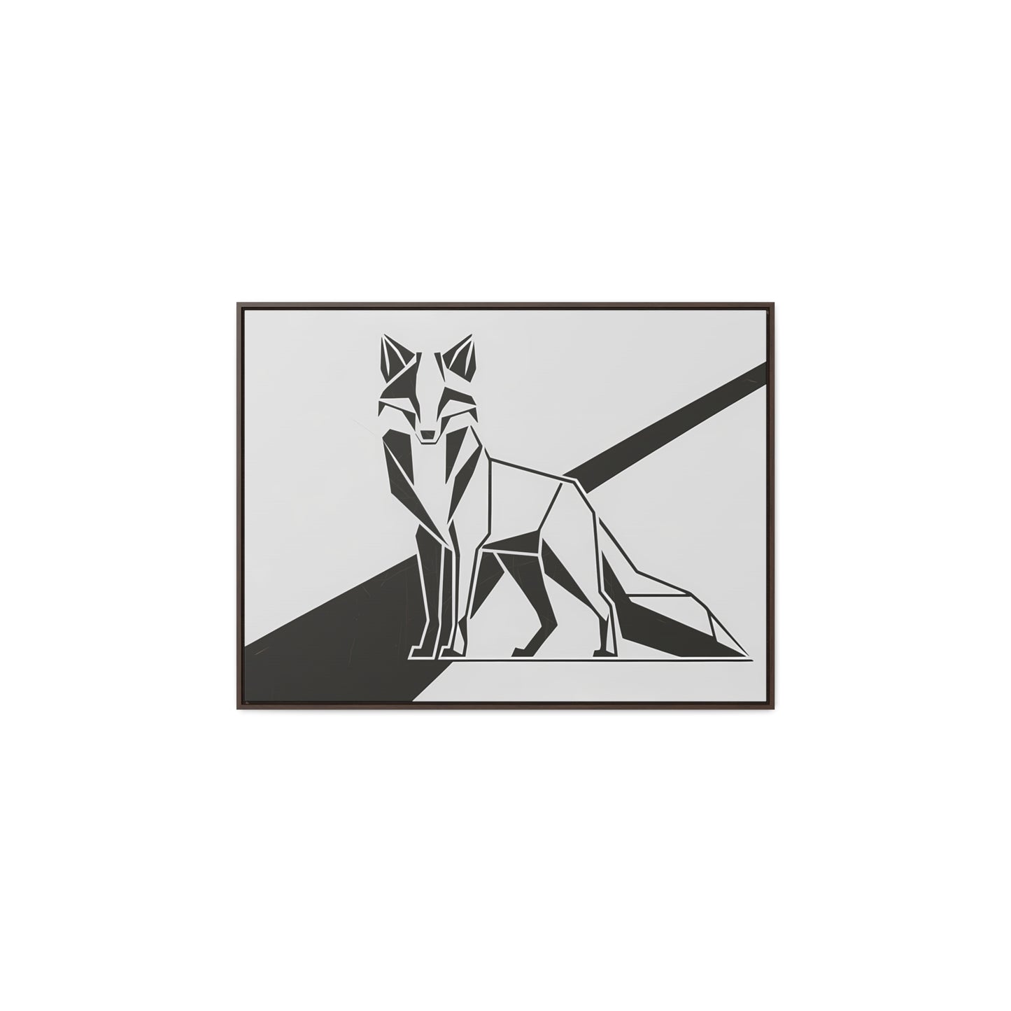 Geometric Fox in Black and White - Gallery Canvas Wraps, Horizontal Frame