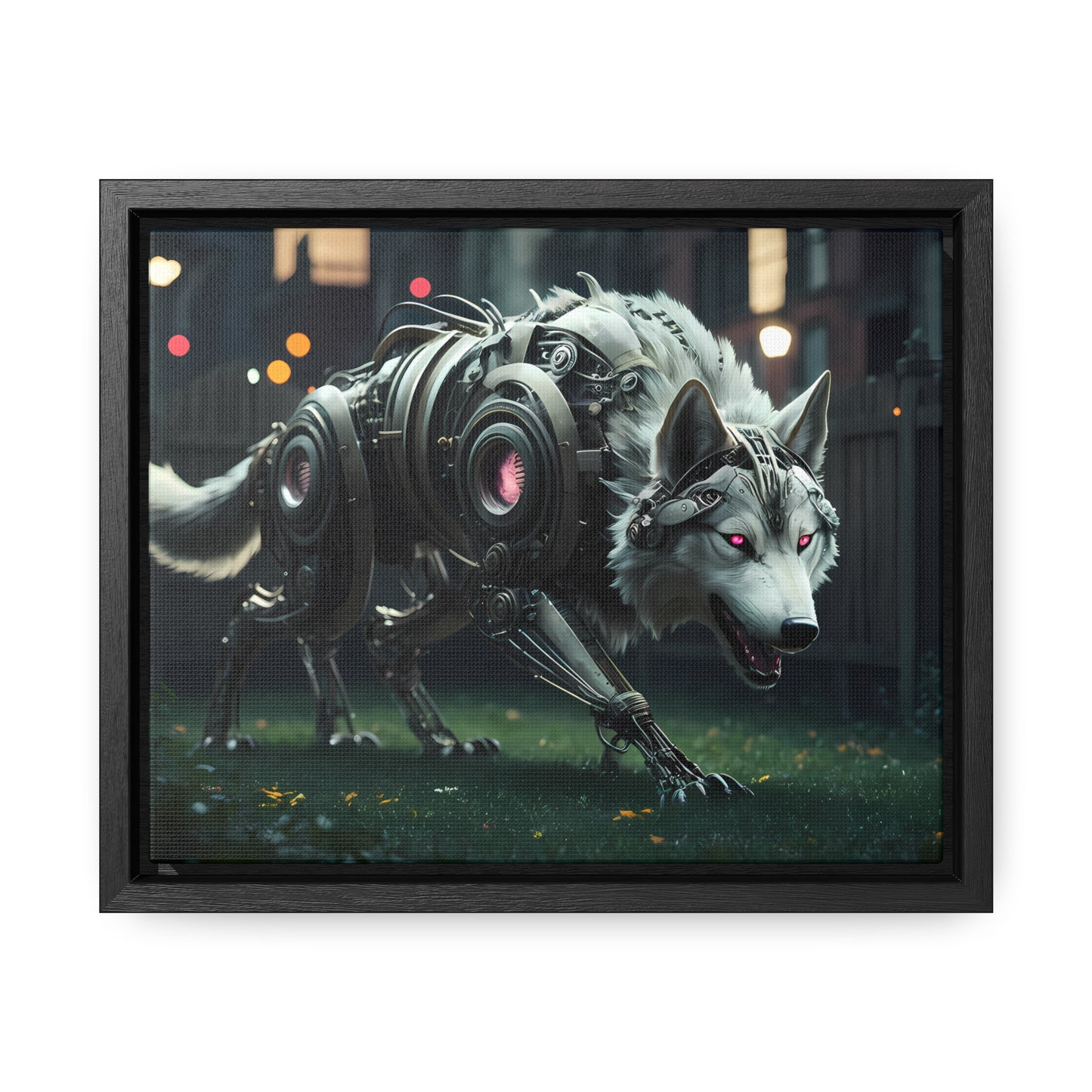 Cyber Wolf Sentinel - Gallery Canvas Wraps, Horizontal Frame