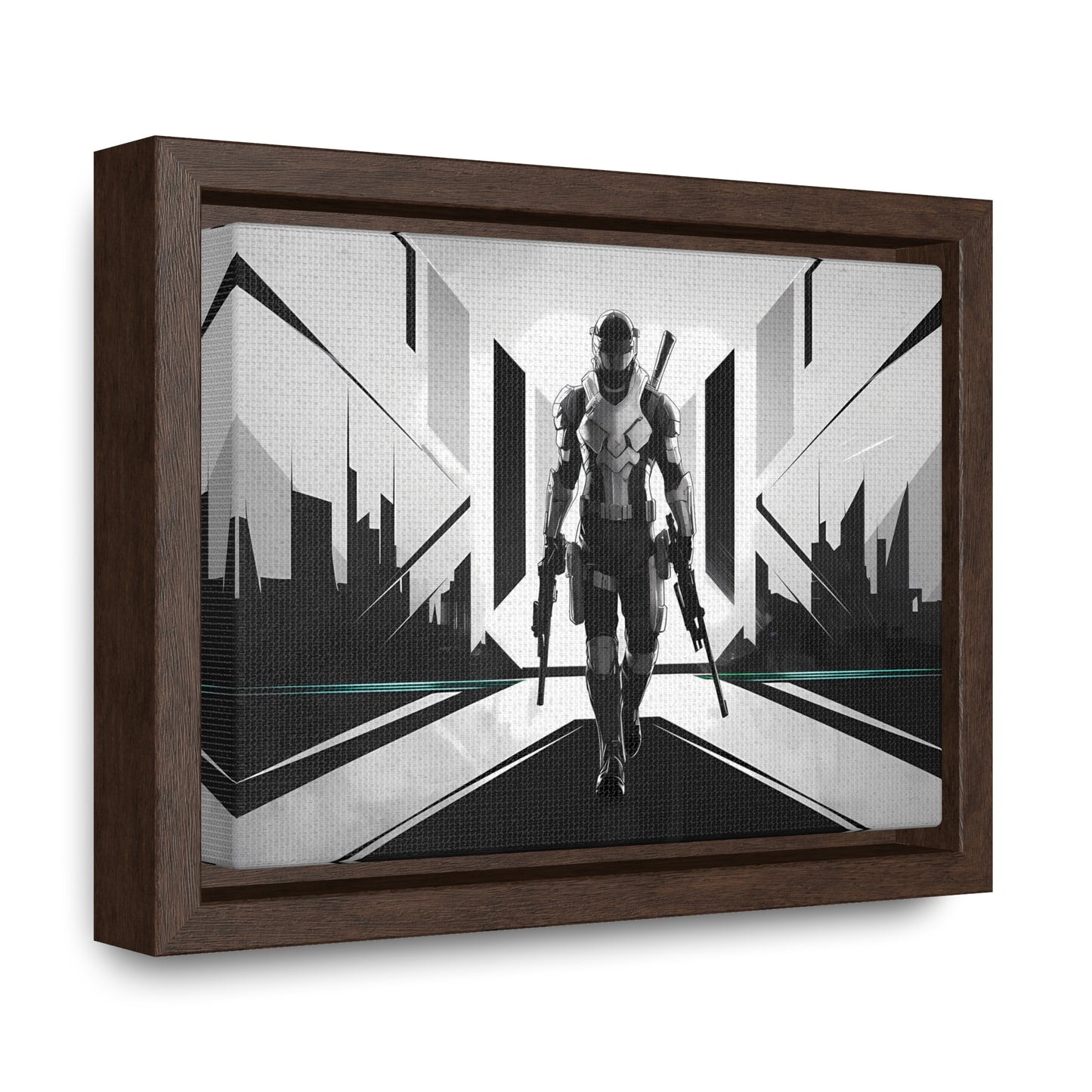 Sentinel of the Neon Metropolis - Gallery Canvas Wraps, Horizontal Frame