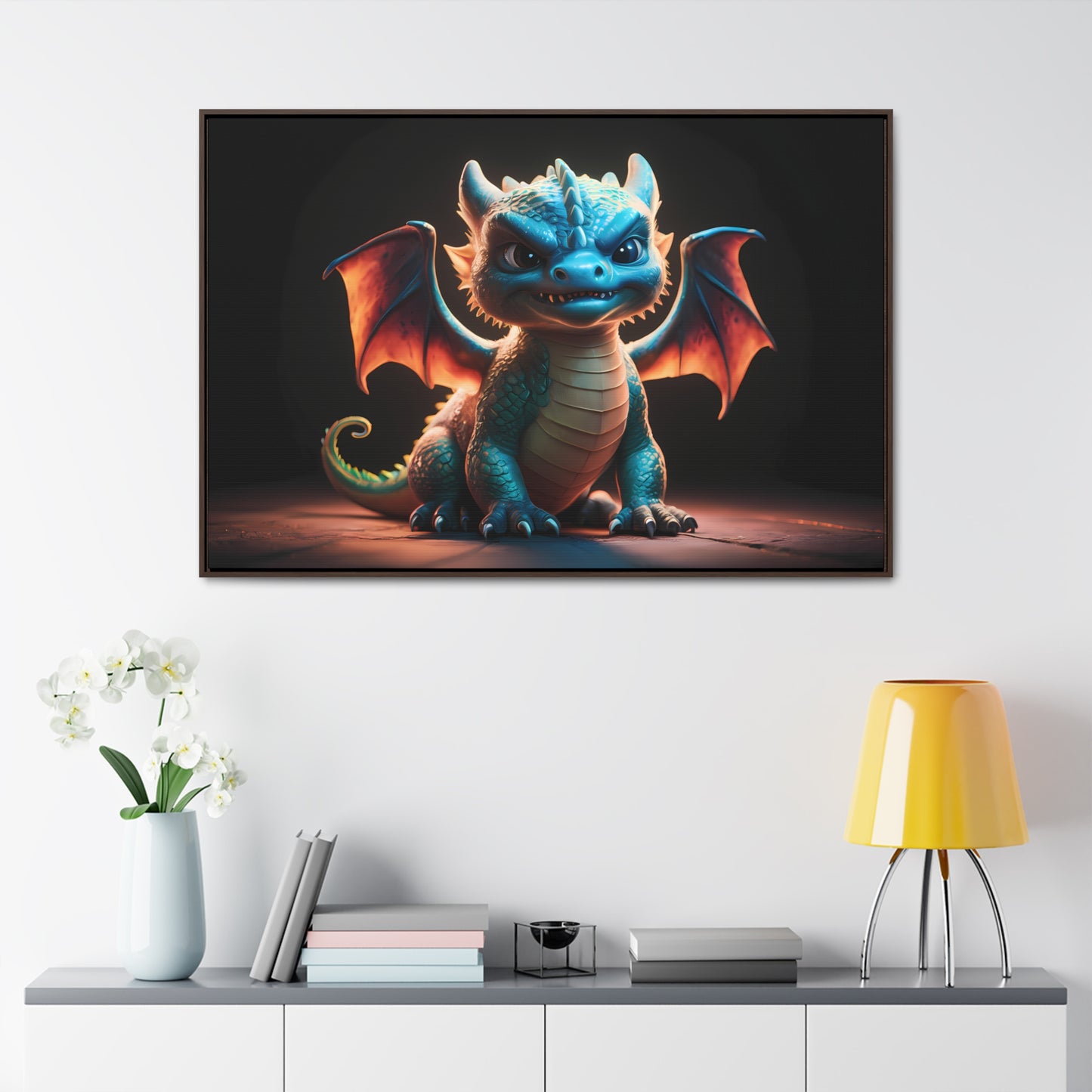 Fierce Baby Dragon Guardian - Gallery Canvas Wraps, Horizontal Frame