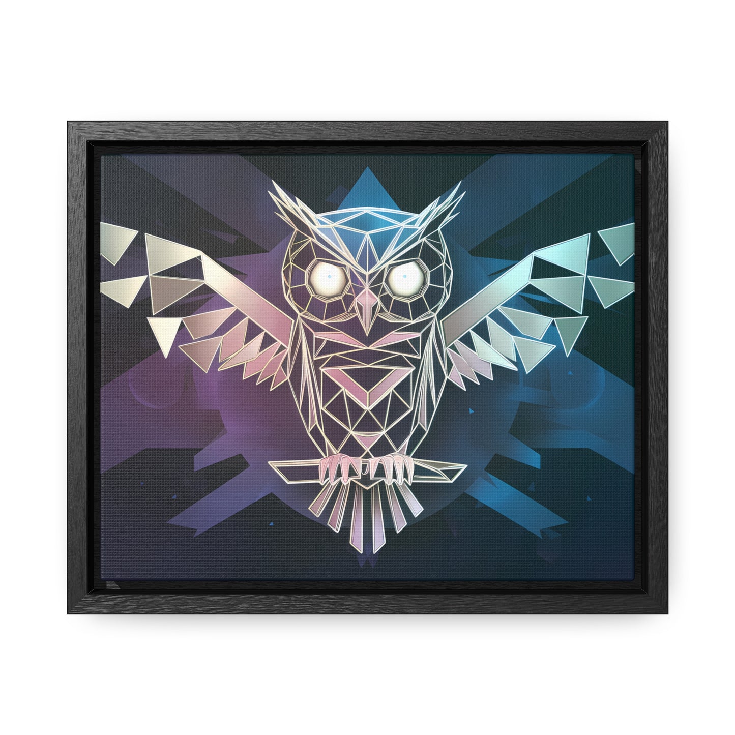 "Geometric Owl of Wisdom" - Gallery Canvas Wraps, Horizontal Frame