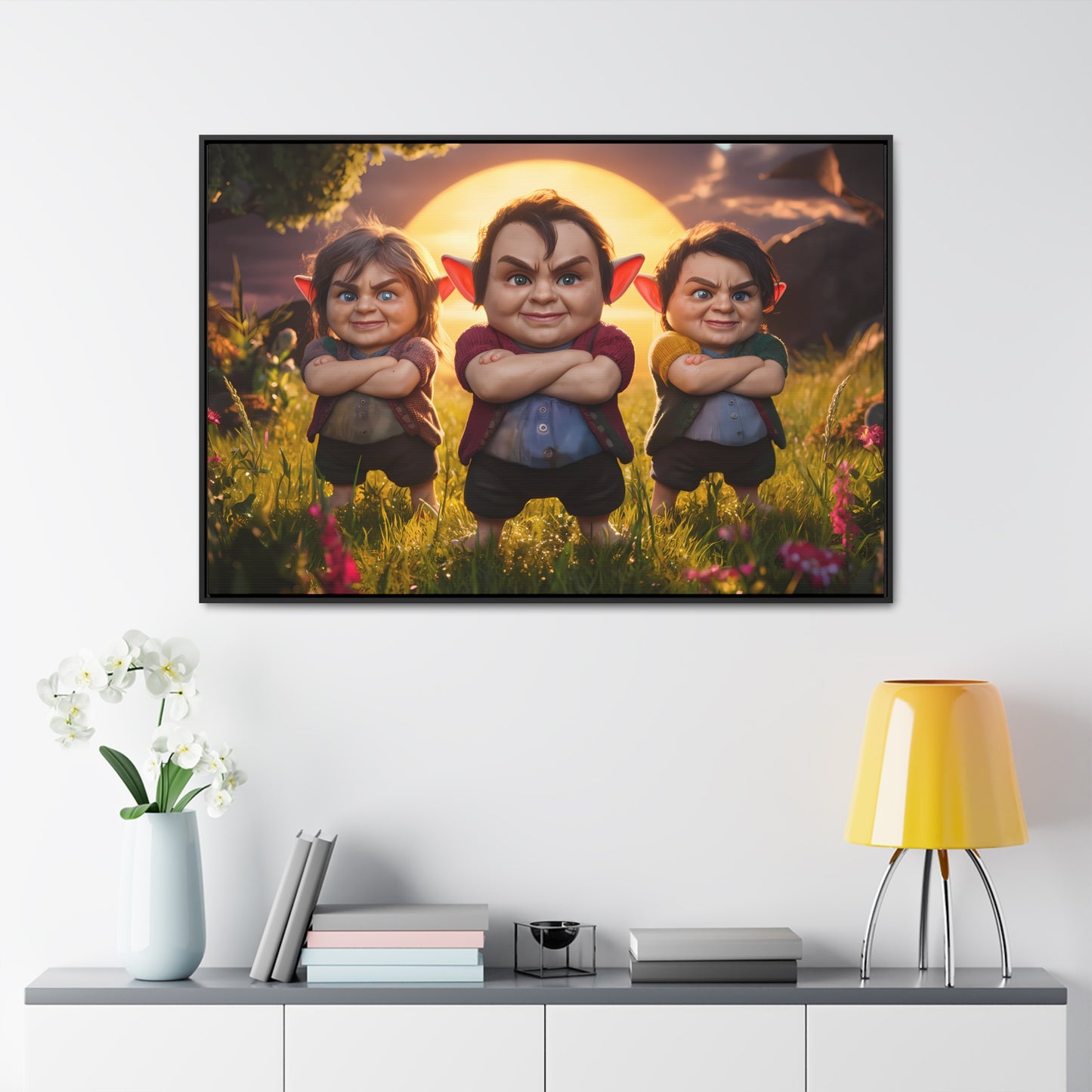 The Mischievous Trio at Sunset - Gallery Canvas Wraps, Horizontal Frame