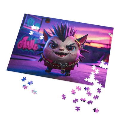 Punk Kitten in Neon Playground - Jigsaw Puzzle (30, 110, 252, 500,1000-Piece)