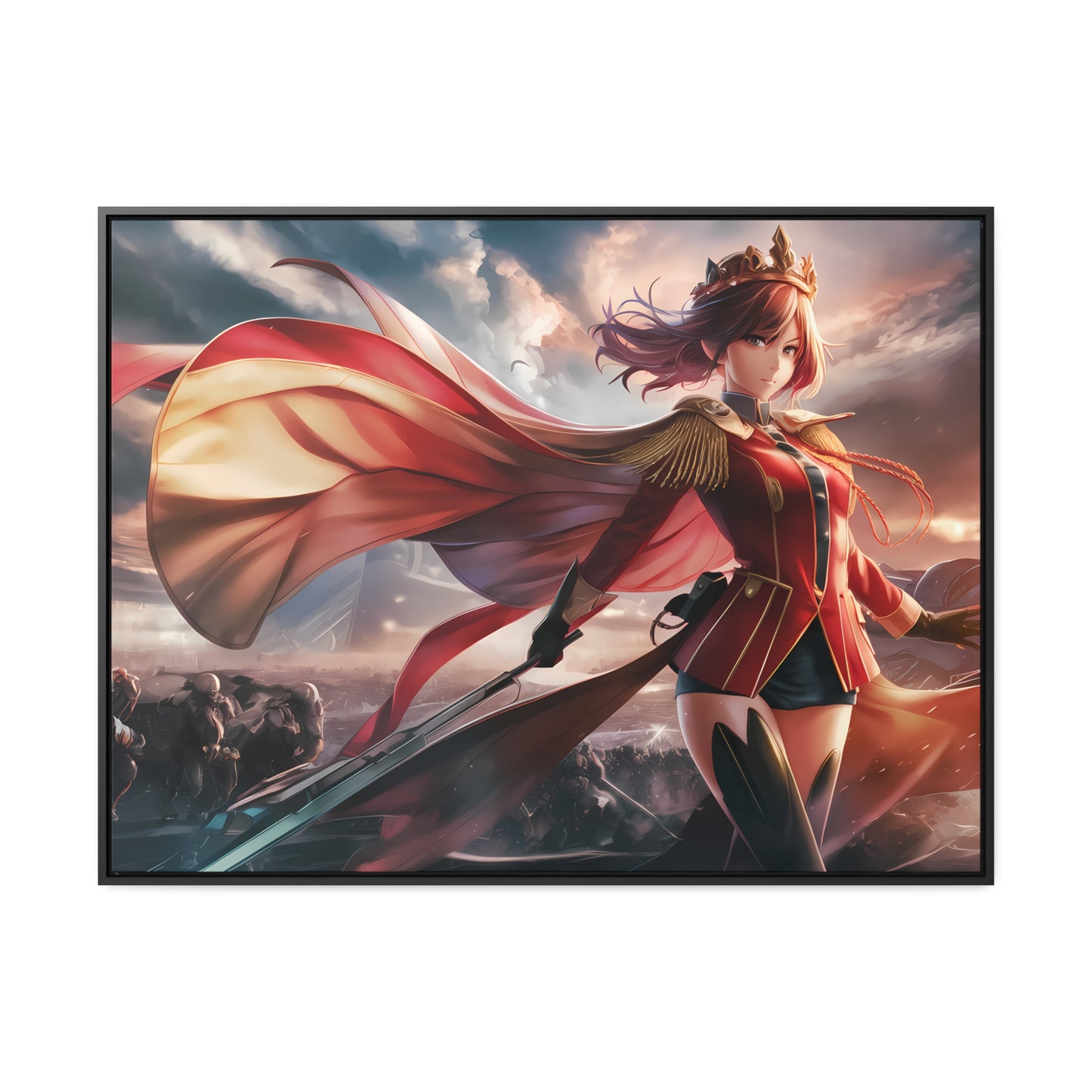 "Crimson Empress: Battle's Edge" - Gallery Canvas Wraps, Horizontal Frame