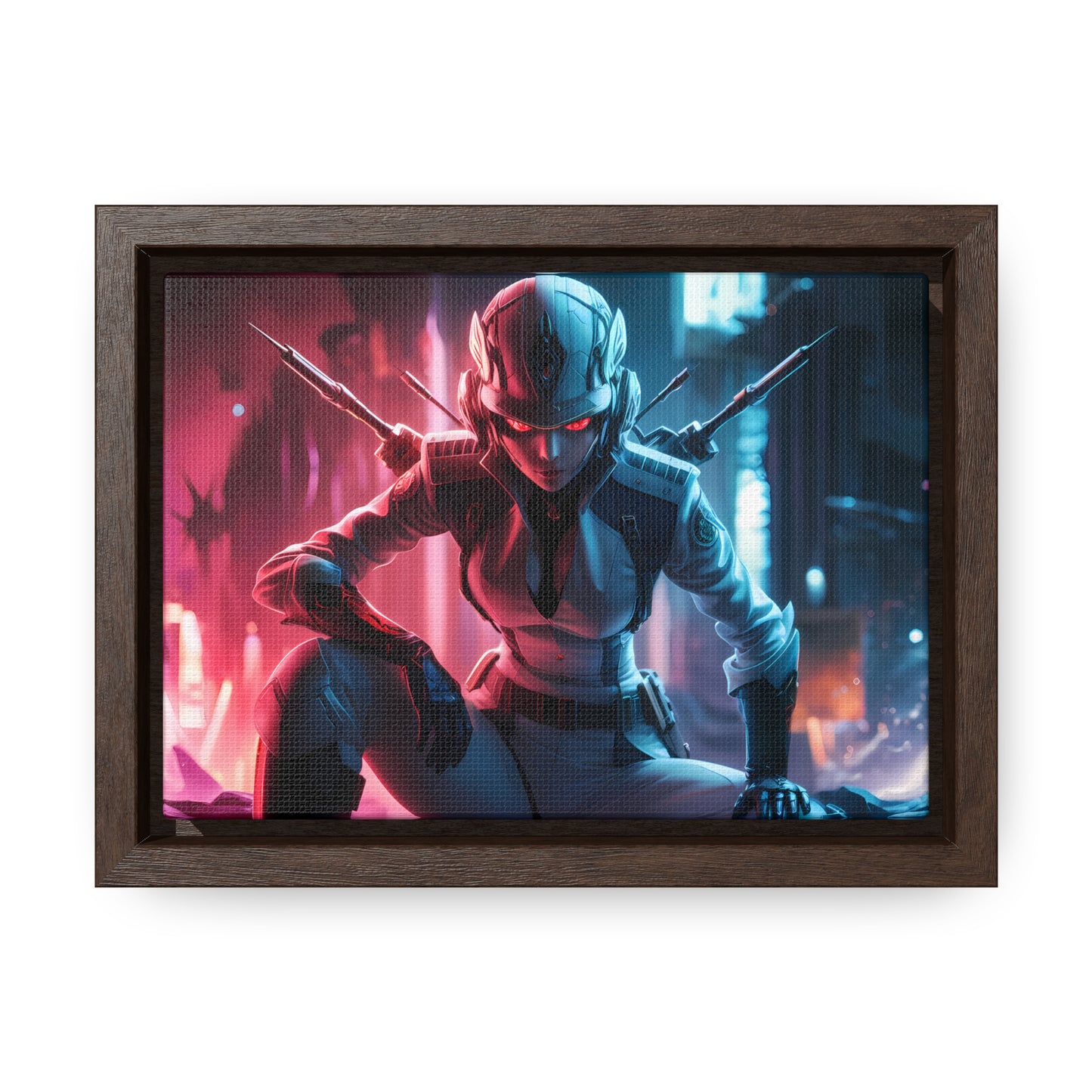 Cybernetic Valkyrie: Neon Enforcer - Gallery Canvas Wraps, Horizontal Frame