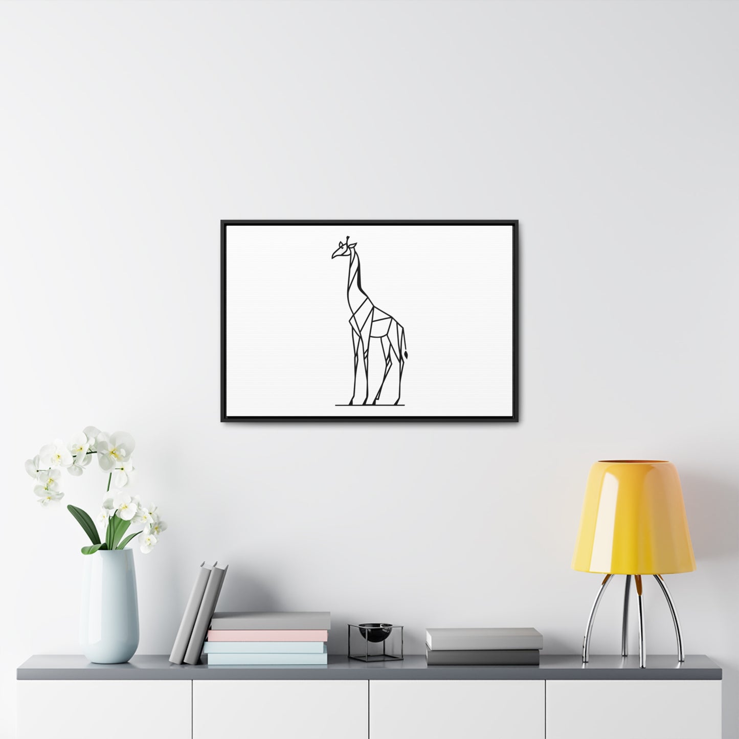 Geometric Giraffe Silhouette - Gallery Canvas Wraps, Horizontal Frame