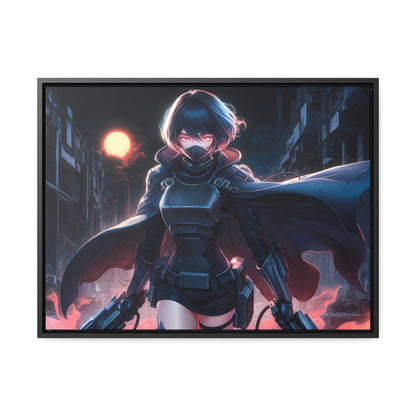 "Nightblade: The Cyberpunk Vigilante" - Gallery Canvas Wraps, Horizontal Frame