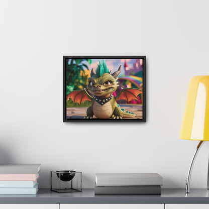 "Spike the Mischievous Baby Dragon" - Gallery Canvas Wraps, Horizontal Frame