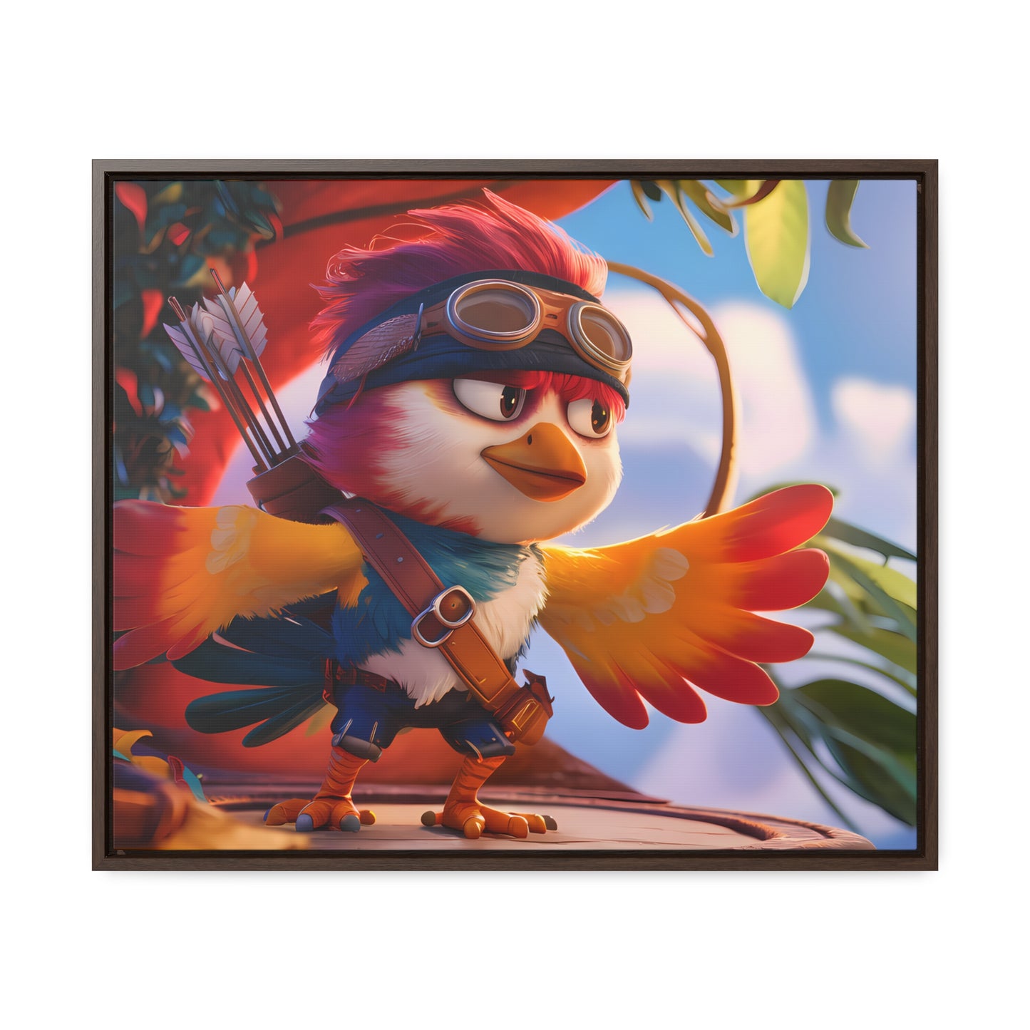 "Feathered Adventurer: The Brave Bird Archer" - Gallery Canvas Wraps, Horizontal Frame