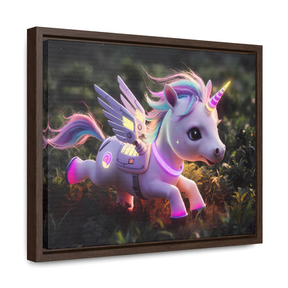 "Cybernetic Unicorn's Twilight Adventure" - Gallery Canvas Wraps, Horizontal Frame