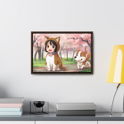 Blossom Walk with My Furry Friends - Gallery Canvas Wraps, Horizontal Frame