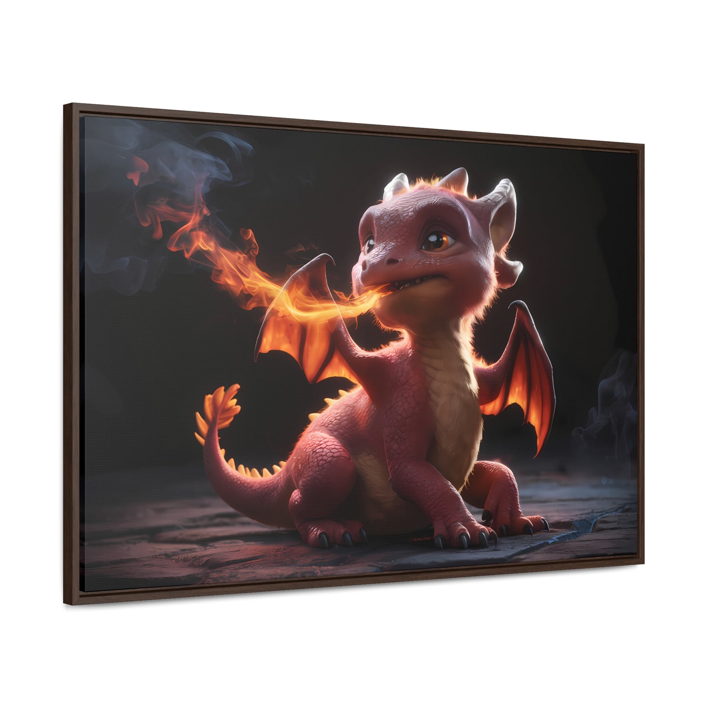 "Baby Dragon's First Flame" - Gallery Canvas Wraps, Horizontal Frame