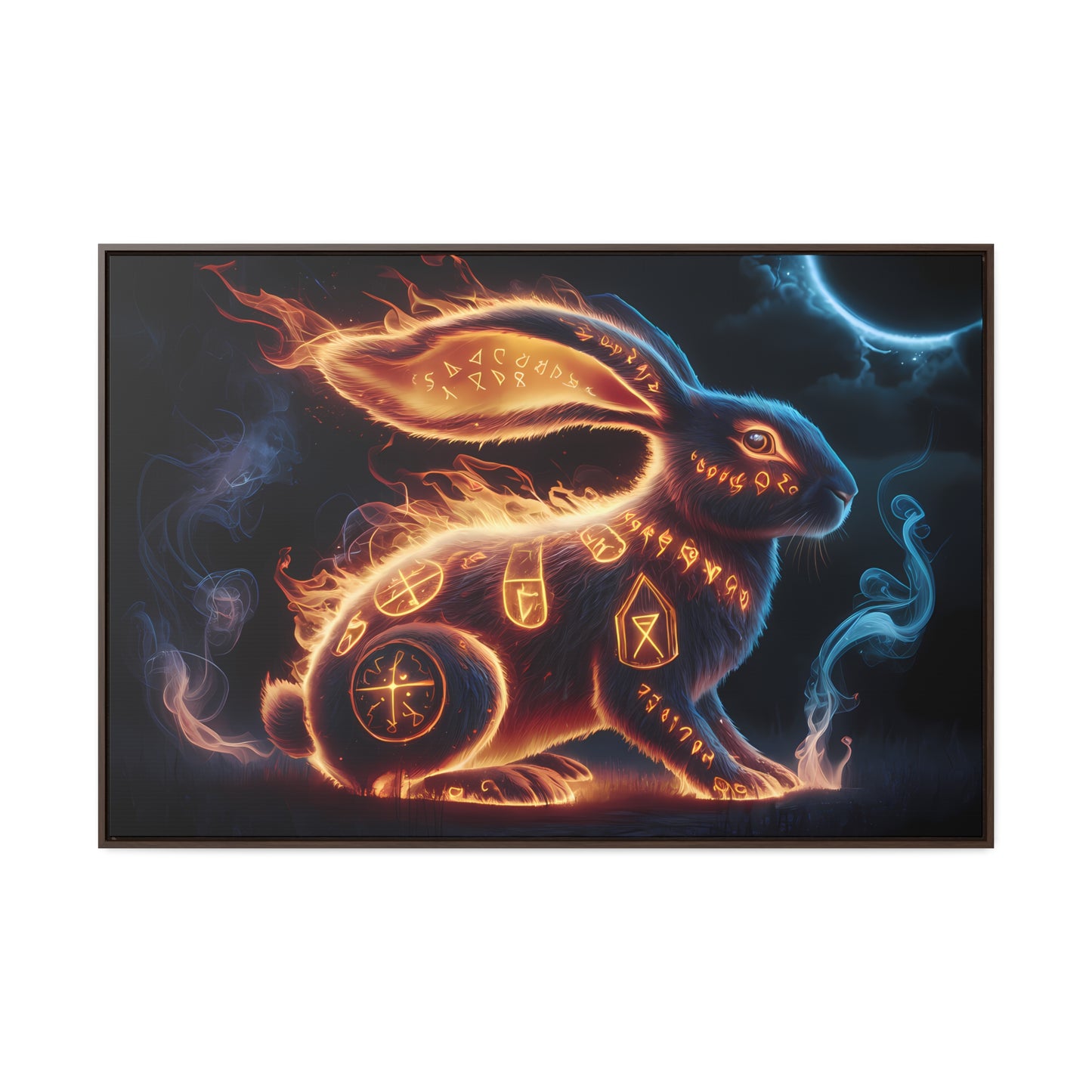 Runic Flame Rabbit - Gallery Canvas Wraps, Horizontal Frame