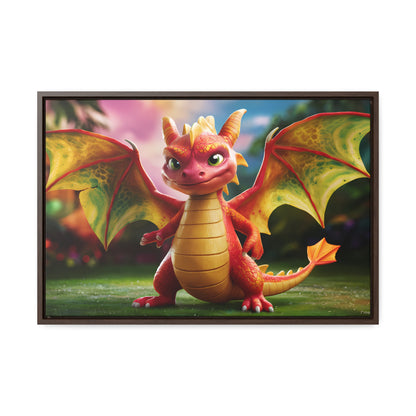 "Playful Baby Dragon in a Magical Forest" - Gallery Canvas Wraps, Horizontal Frame