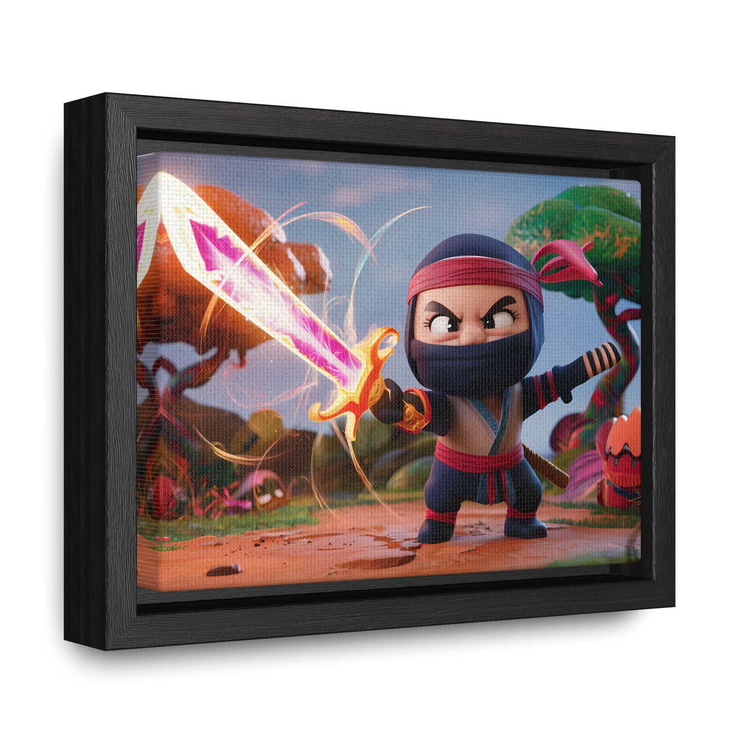 Ninja's Radiant Blade Adventure - Gallery Canvas Wraps, Horizontal Frame