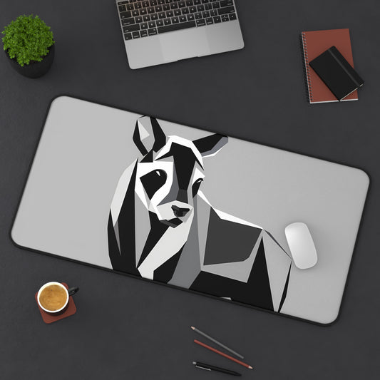 "Monochrome Kangaroo Abstract" - Desk Mat