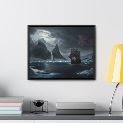 Dragons Over the Frozen Abyss - Gallery Canvas Wraps, Horizontal Frame