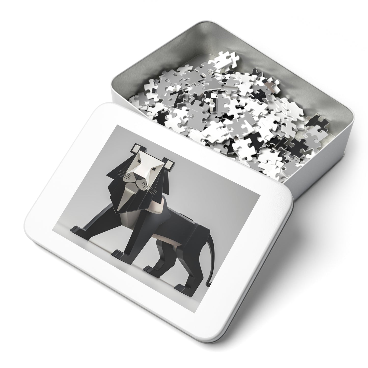 Geometric Lion in Black and White - Jigsaw Puzzle (30, 110, 252, 500,1000-Piece)