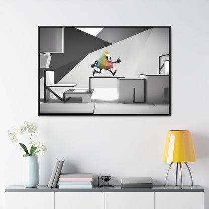 Geometric Adventure in Monochrome World - Gallery Canvas Wraps, Horizontal Frame