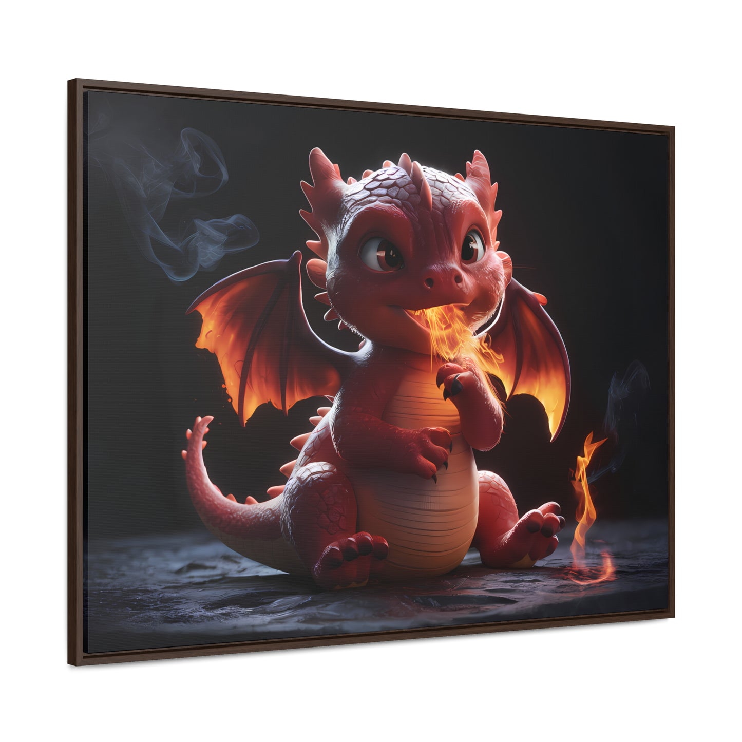 "Baby Dragon's First Flame" - Gallery Canvas Wraps, Horizontal Frame