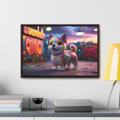 "Graffiti Pup in Neon Alley" - Gallery Canvas Wraps, Horizontal Frame