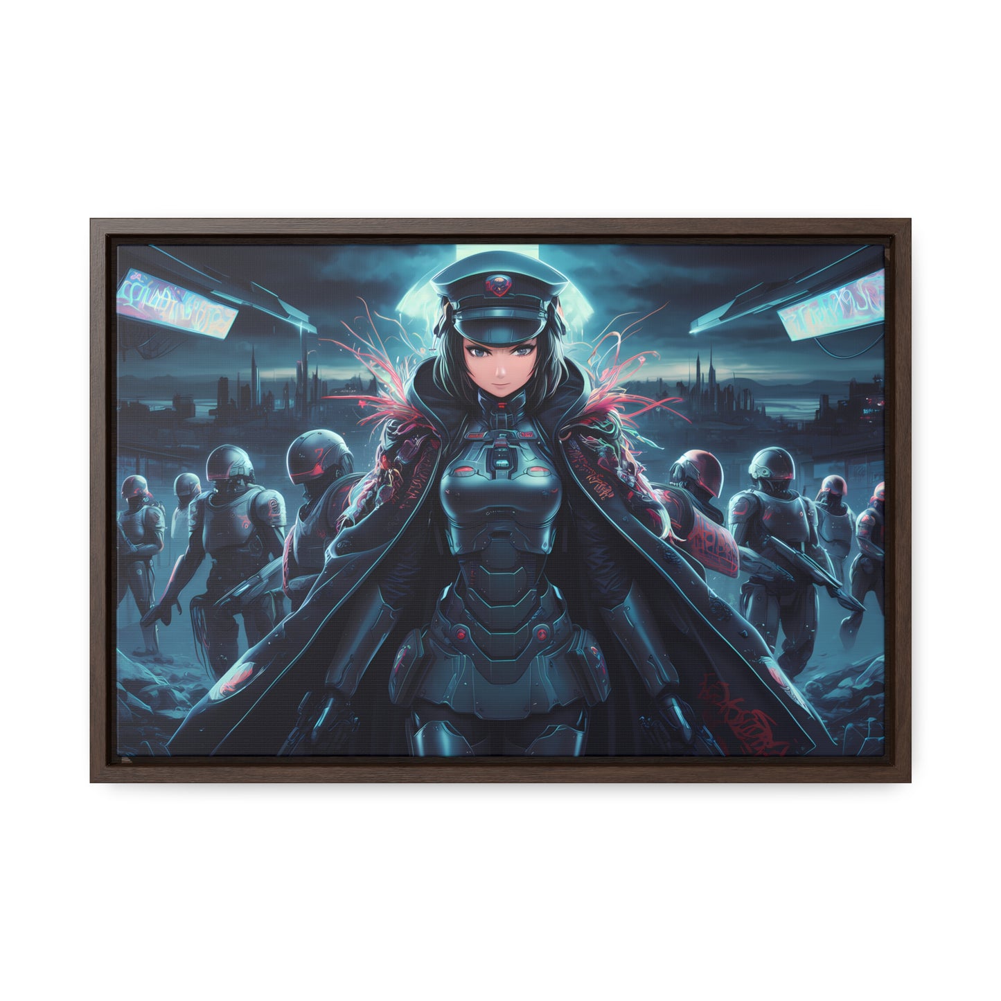 Cybernetic Enforcer: Rise of the Neon Syndicate - Gallery Canvas Wraps, Horizontal Frame