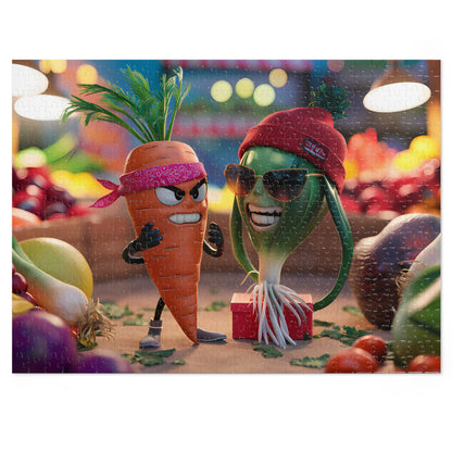 "Veggie Showdown: Carrot vs. Cool Onion" - Jigsaw Puzzle (30, 110, 252, 500,1000-Piece)