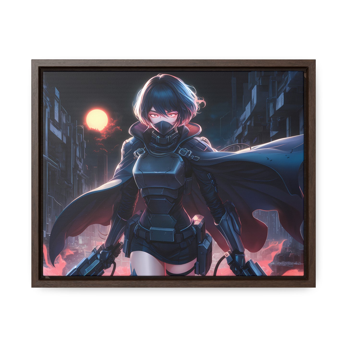 "Nightblade: The Cyberpunk Vigilante" - Gallery Canvas Wraps, Horizontal Frame