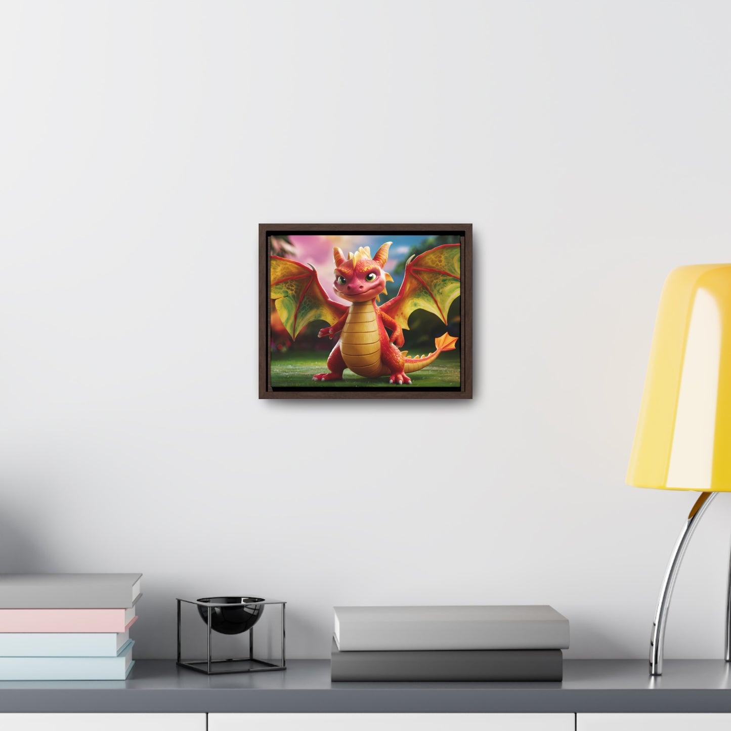 "Playful Baby Dragon in a Magical Forest" - Gallery Canvas Wraps, Horizontal Frame