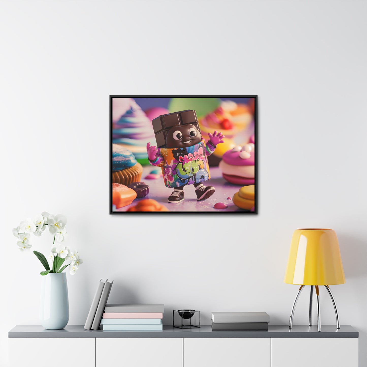 "Choco-Buddy's Sweet Adventure" - Gallery Canvas Wraps, Horizontal Frame