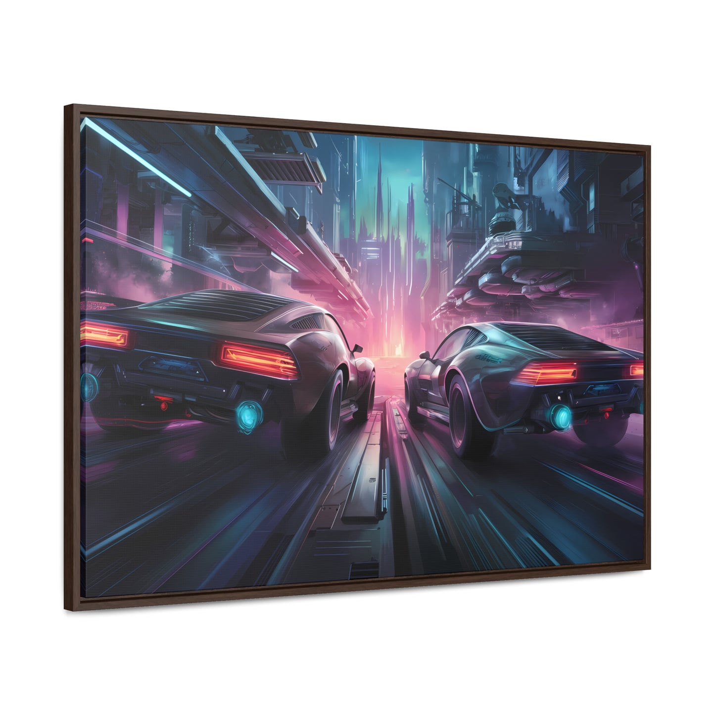 Neon Horizon: Velocity Clash - Gallery Canvas Wraps, Horizontal Frame