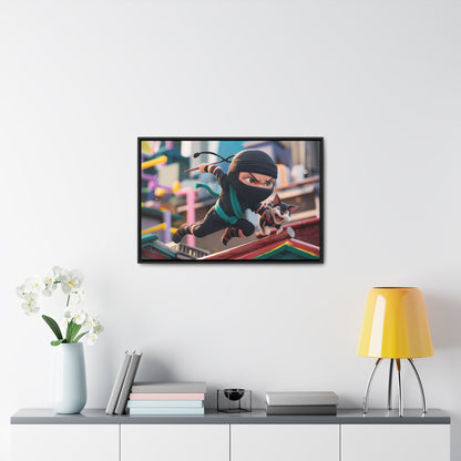 "Ninja and the Fearless Pup" - Gallery Canvas Wraps, Horizontal Frame