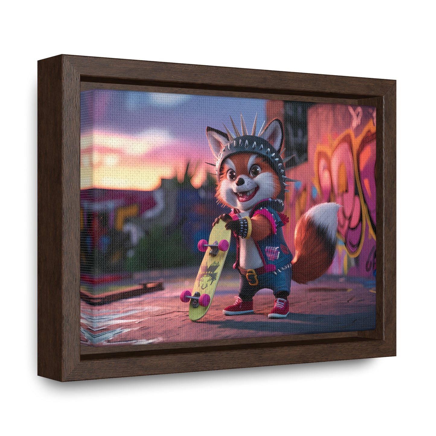 "Punk Skater Fox at Sunset" - Gallery Canvas Wraps, Horizontal Frame