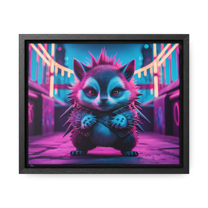 Punk Hedgehog in Neon City - Gallery Canvas Wraps, Horizontal Frame