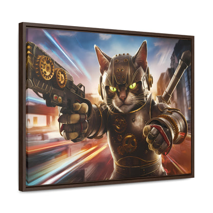 Cyberpunk Cat Warrior - Gallery Canvas Wraps, Horizontal Frame