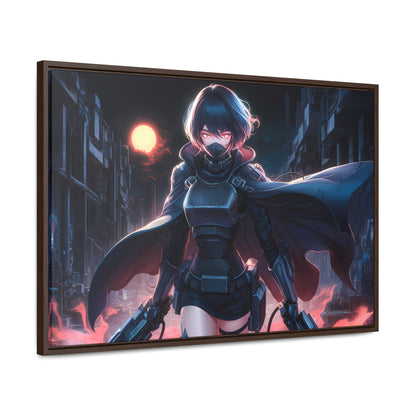 "Nightblade: The Cyberpunk Vigilante" - Gallery Canvas Wraps, Horizontal Frame