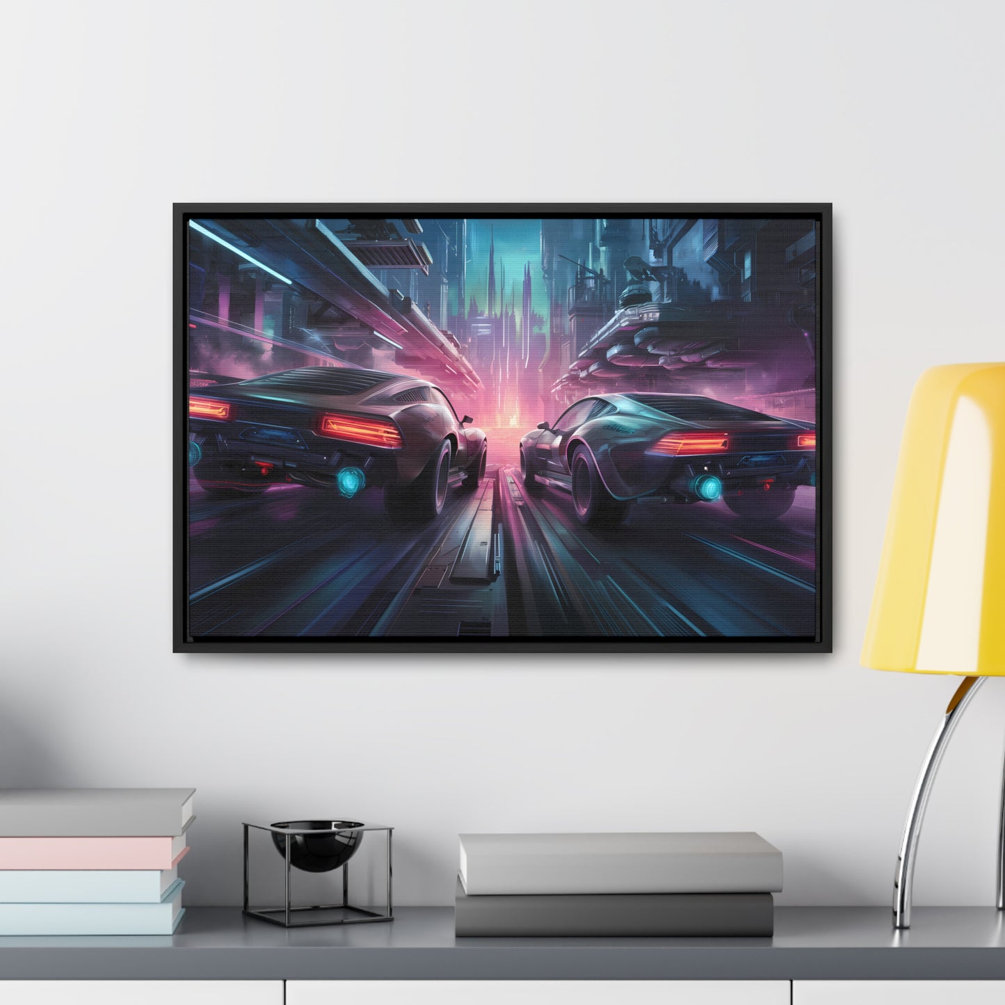 Neon Horizon: Velocity Clash - Gallery Canvas Wraps, Horizontal Frame