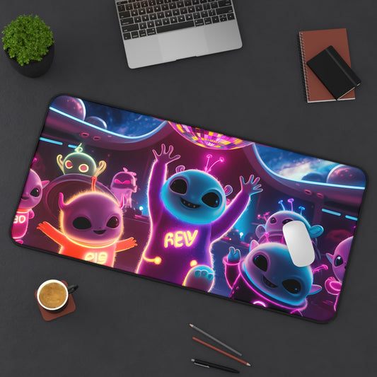 Alien Dance Party in Space - Desk Mat