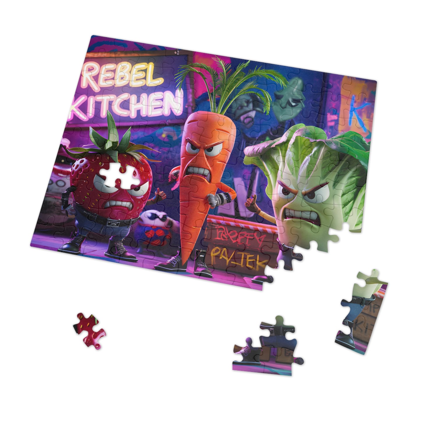 "Veggie Vendetta: Rebel Kitchen" - Jigsaw Puzzle (30, 110, 252, 500,1000-Piece)