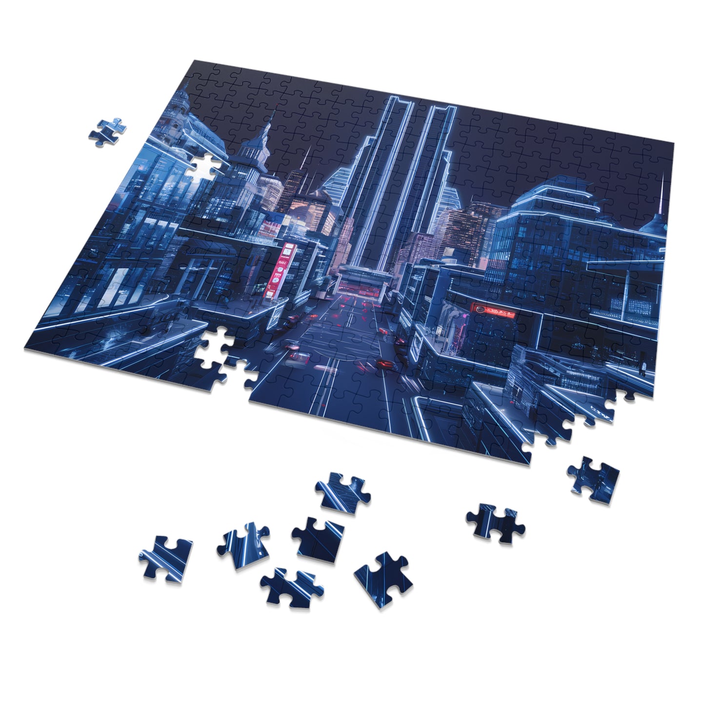 Neon Cityscape at Night - Jigsaw Puzzle (30, 110, 252, 500,1000-Piece)