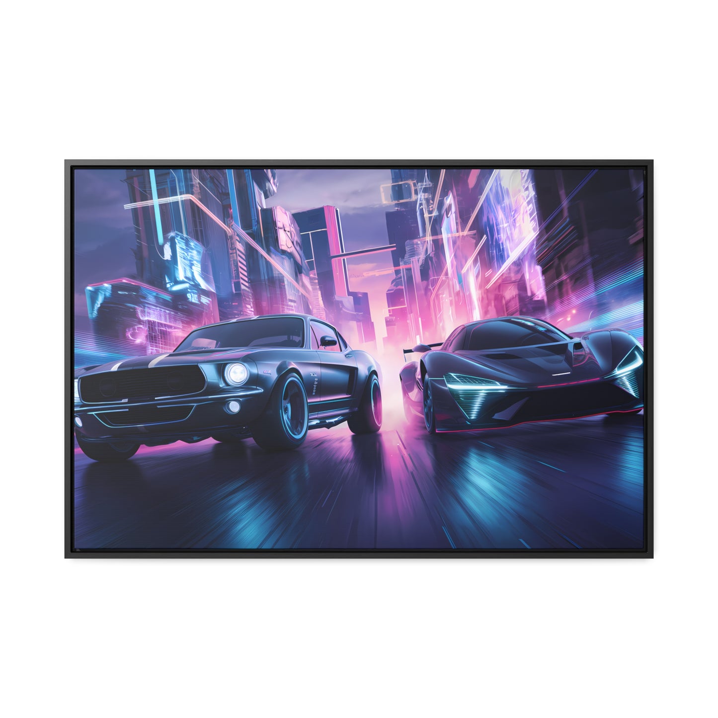 Neon Speed Duel - Gallery Canvas Wraps, Horizontal Frame