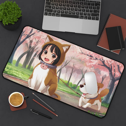 "Best Friends on a Spring Walk" - Desk Mat