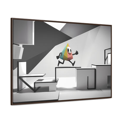 Geometric Adventure in Monochrome World - Gallery Canvas Wraps, Horizontal Frame