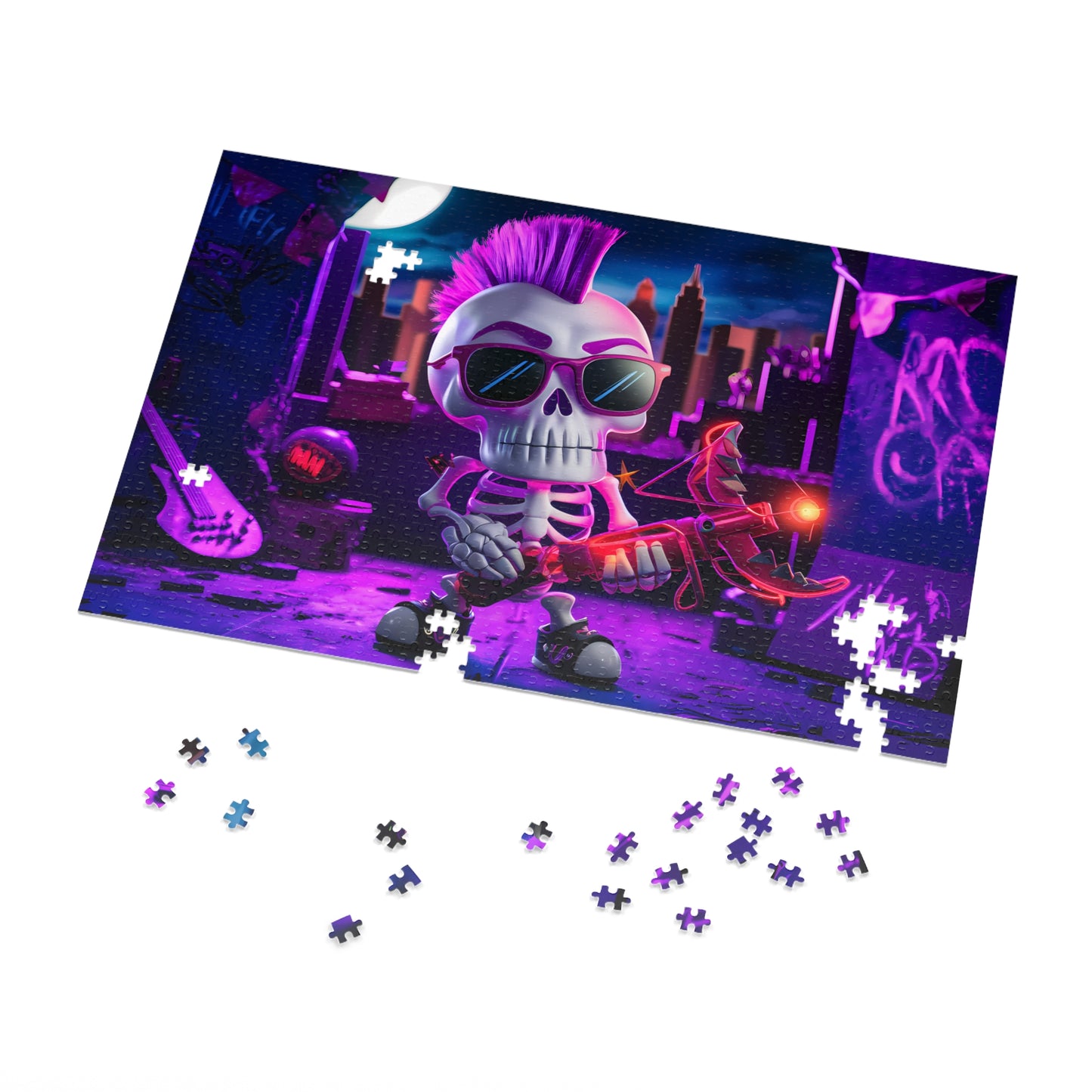 Punk Skull Archer in Neon City - Jigsaw Puzzle (30, 110, 252, 500,1000-Piece)