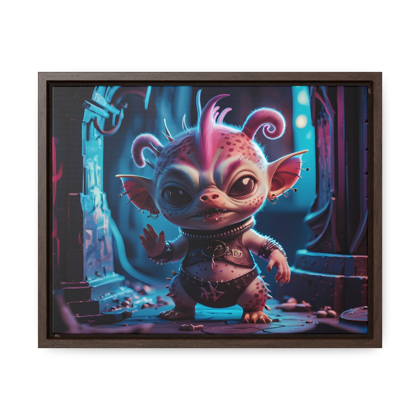 "Punk Goblin in Neon Alley" - Gallery Canvas Wraps, Horizontal Frame