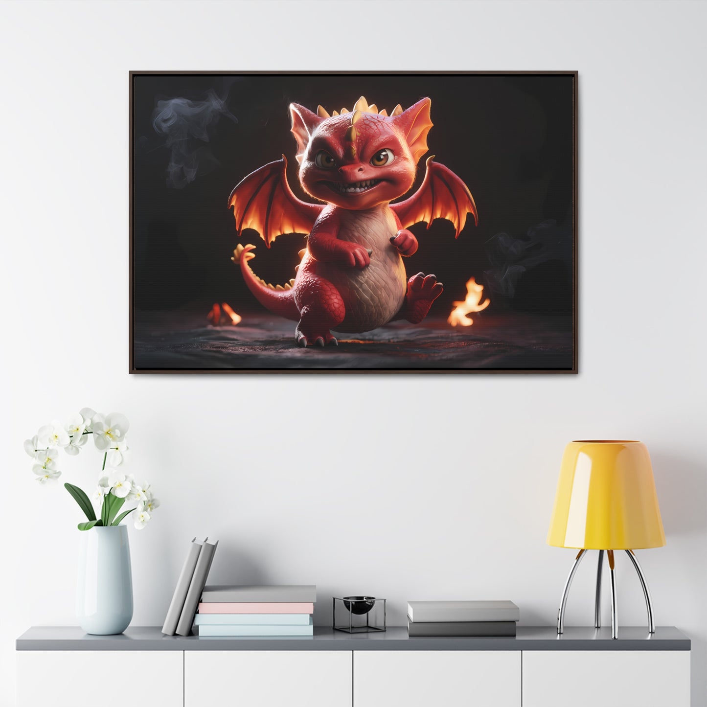 "Fiery Little Guardian" - Gallery Canvas Wraps, Horizontal Frame