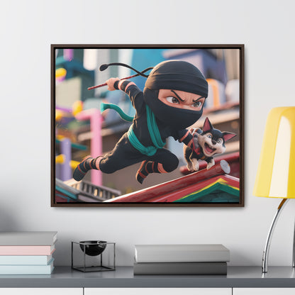 "Ninja and the Fearless Pup" - Gallery Canvas Wraps, Horizontal Frame