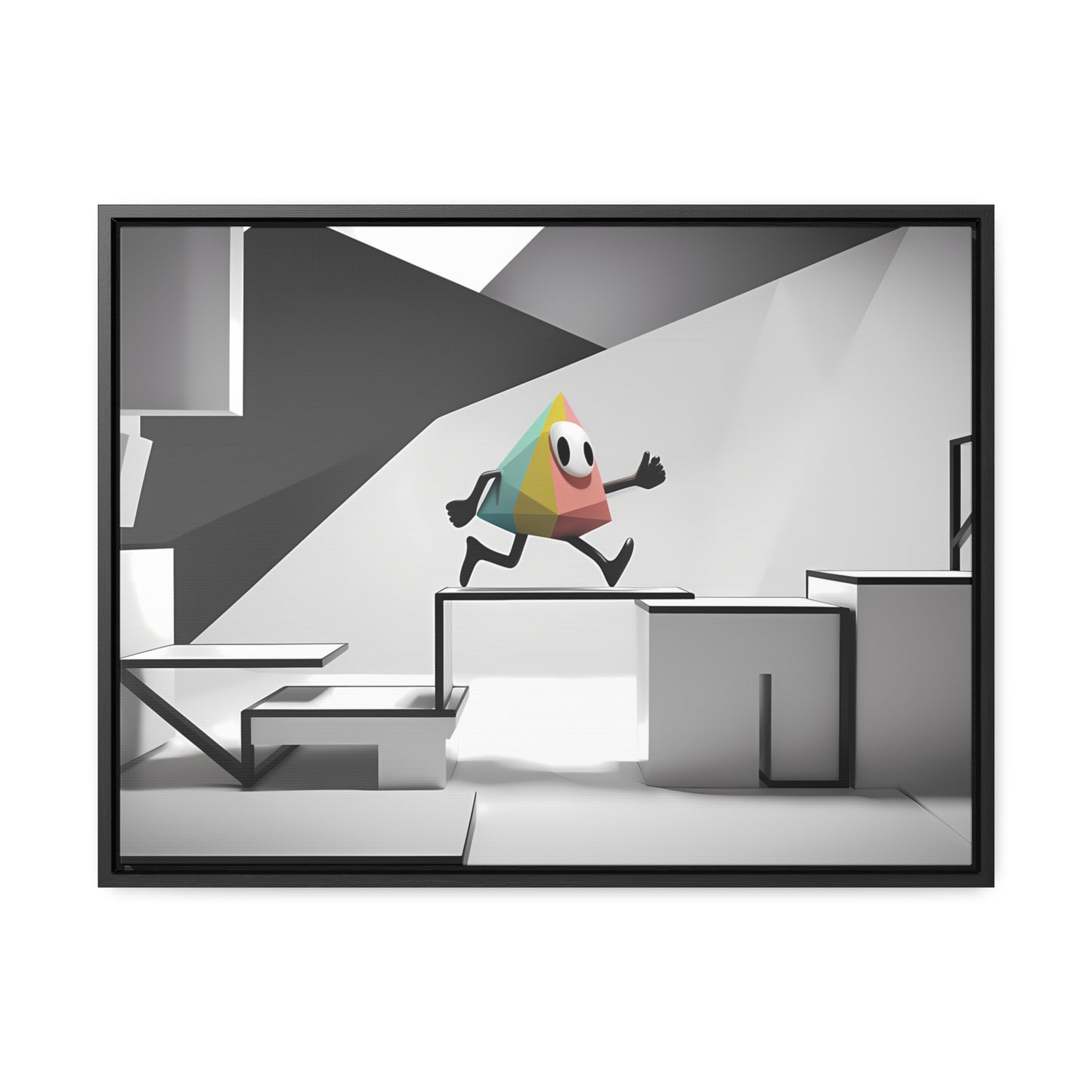 Geometric Adventure in Monochrome World - Gallery Canvas Wraps, Horizontal Frame