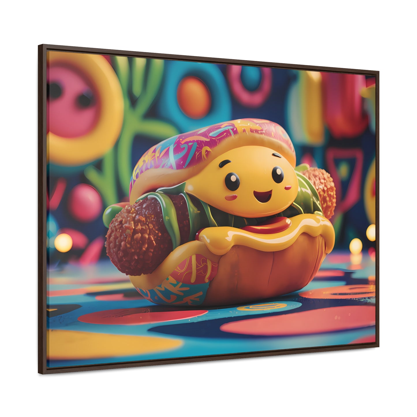 Cheerful Burger Adventure - Gallery Canvas Wraps, Horizontal Frame