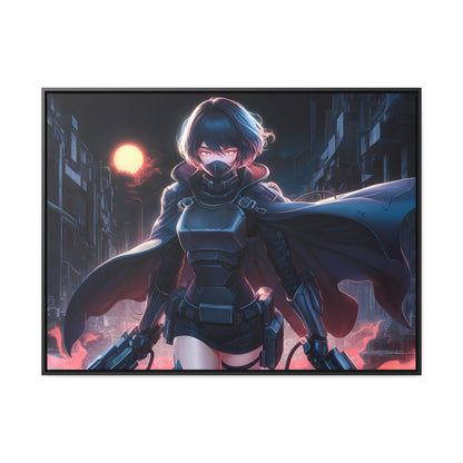 "Nightblade: The Cyberpunk Vigilante" - Gallery Canvas Wraps, Horizontal Frame